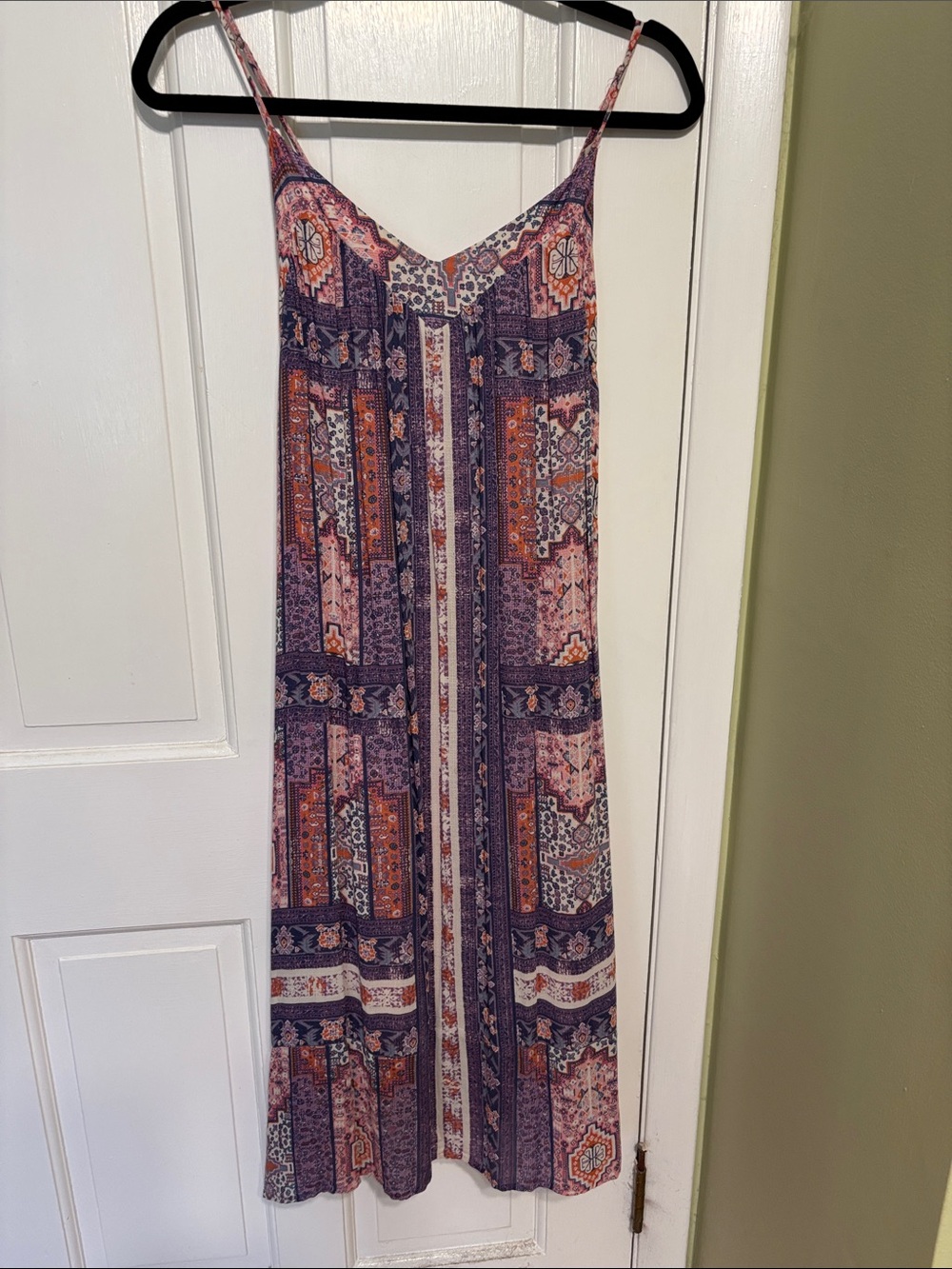 Lucky Brand Bohemian Patchwork Spaghetti-Strap Maxi Dress in Purple and Orange